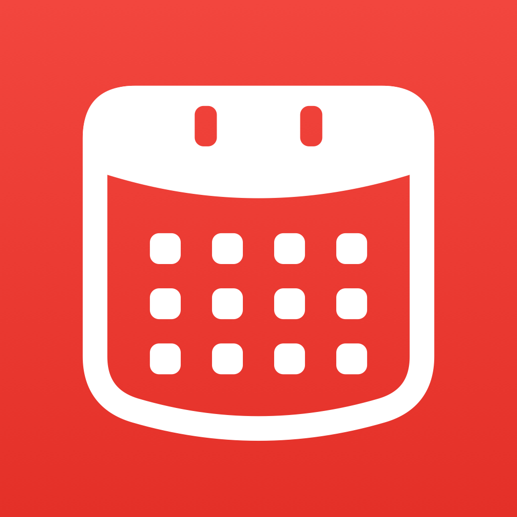 The flat Riff icon: a white calendar outline on red, square