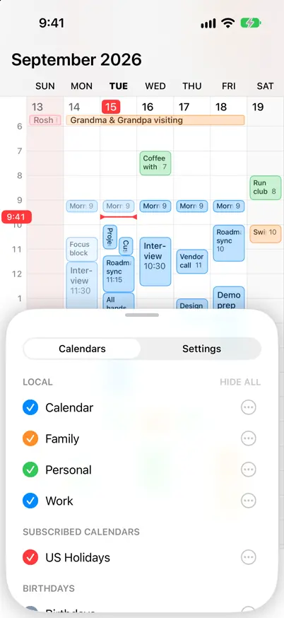 Your calendars, light